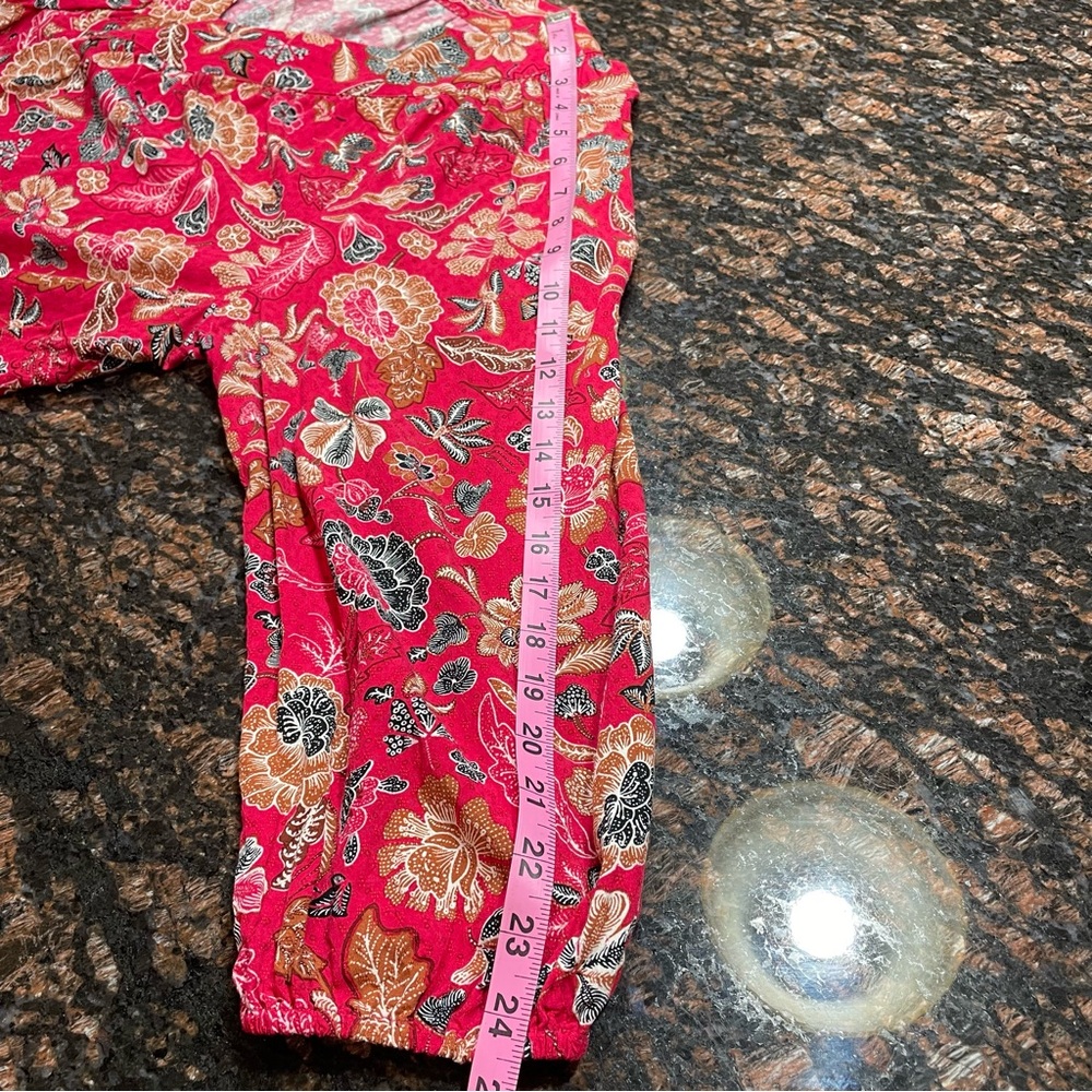 Ann Taylor Factory Women’s XL Pink Floral Relaxed V Neck Blouse - Picture 9 of 10